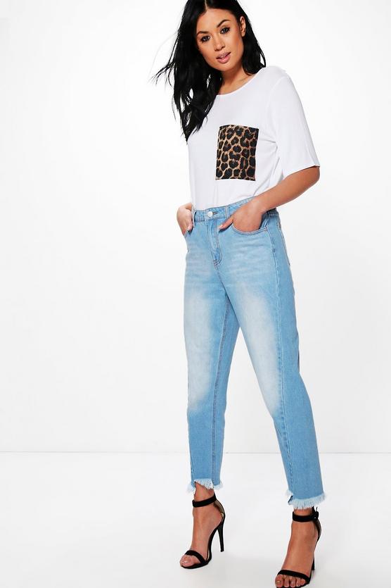 Kayla Step Hem Seam Detail Mom Jeans